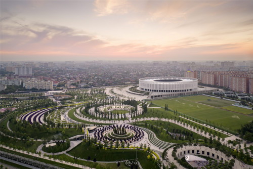 俄罗斯克拉斯诺达尔体育场公园：建筑原型延展出的景观 / gmp