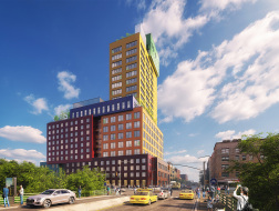 MVRDV美国首座在建高层“广播塔酒店”封顶，彩色盒子堆叠多样功能