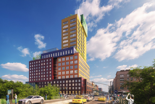 MVRDV美国首座在建高层“广播塔酒店”封顶，彩色盒子堆叠多样功能