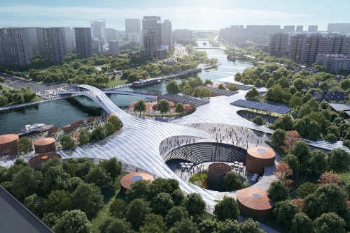 隈研吾事务所赢杭州小河公园竞赛，以网状顶棚整合工业遗产