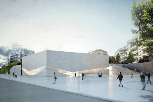 瑞士“10号站台”艺术区建设中，上下分离的体量将容纳两个博物馆