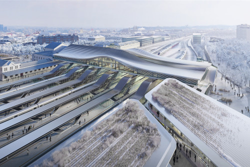 扎哈事务所获胜方案：维尔纽斯火车站新候车厅，将城市消极屏障转化为连接点