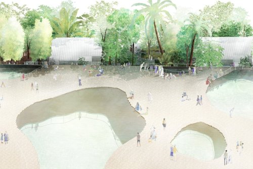 石上纯也为2021年泰国双年展设计“彩虹地毯”，薄拱跨越城市运河