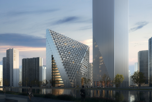OMA设计的未来·新湖中心（杭州光棱）立面工程即将竣工