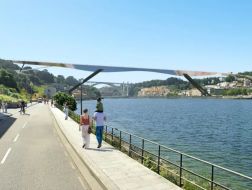 赫尔佐格与德梅隆提案：波尔图新桥，以反光表皮包裹混凝土体量