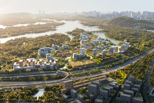 SOM+华艺设计二等奖方案：九围国际总部先导区城市设计