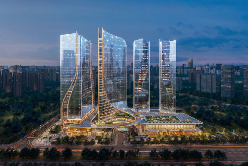 UNStudio在建方案：杭州海威·安铂中心，地标的欢迎姿态