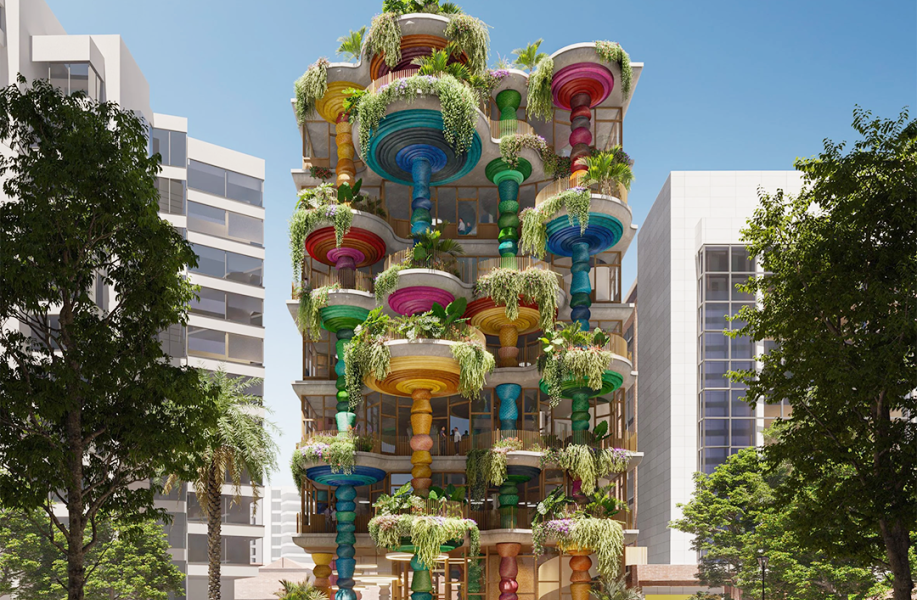 Heatherwick公布南美首作方案，建筑立面多彩如花篮