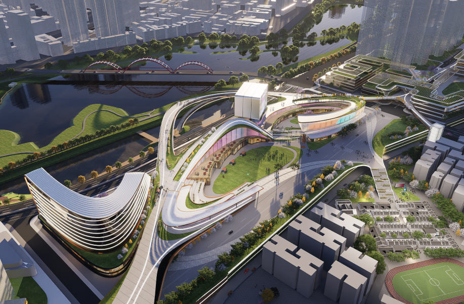 Aedas方案：深圳笋岗铁路客整所上盖项目城市设计，公共空间和文化商业组团